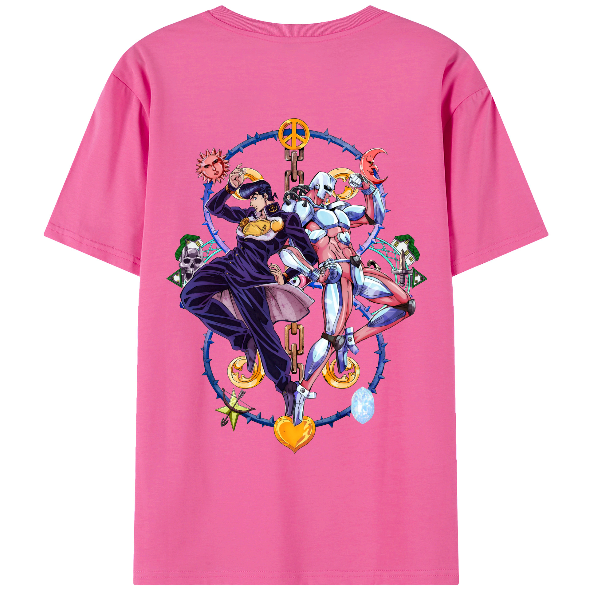 （画像用） ジョジョの奇妙な冒険 ひがしかた じょうすけ JoJo's Bizarre Adventure Higashikata Josuke レディース半袖Tシャツ(バックプリント)